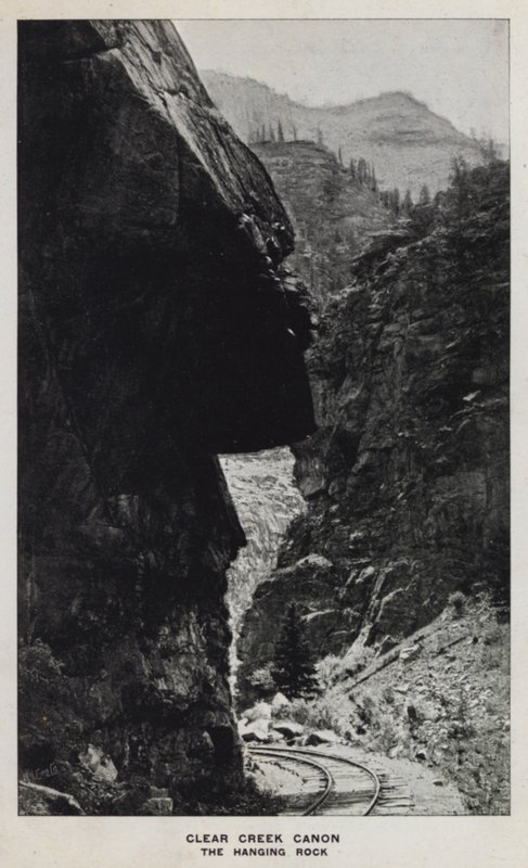 وديان كولورادو: Clear Creek Canon ، The Hanging Rock (صورة b / w) بواسطة وليام هنري جاكسون