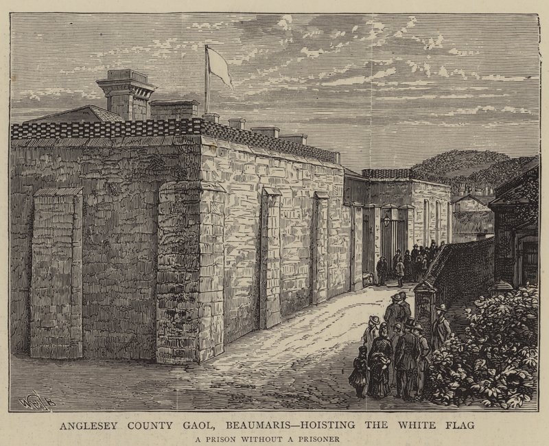 مقاطعة Anglesey Gaol ، Beaumaris ، تستضيف العلم الأبيض بواسطة قارب ويليام هنري جيمس