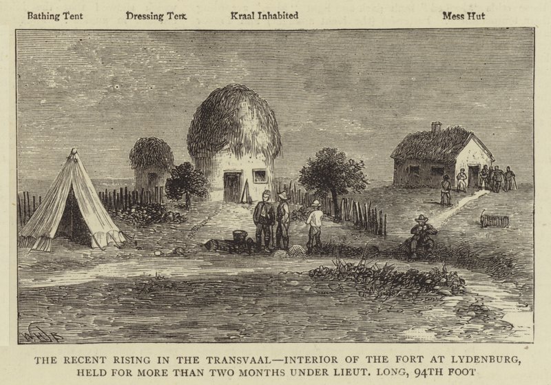 الصعود الأخير في ترانسفال ، الجزء الداخلي للقلعة في ليدنبرغ ، الذي عقد لأكثر من شهرين تحت الملازم لونج ، القدم 94 بواسطة قارب ويليام هنري جيمس