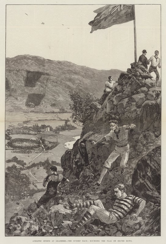 الرياضات الرياضية في Grasmere ، سباق المرشدين ، تقريب العلم على Silver Howe (نقش) بواسطة وليام هيشام (بعد) أوفر
