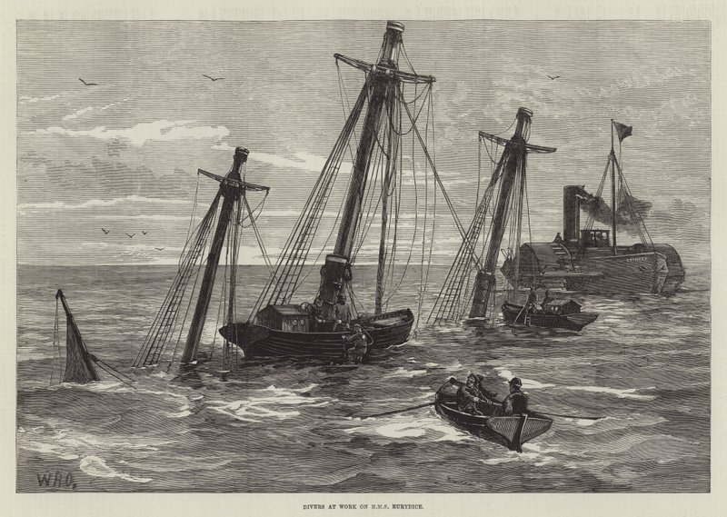 الغواصين في العمل على HMS Eurydice بواسطة وليام هيشام أوفرند