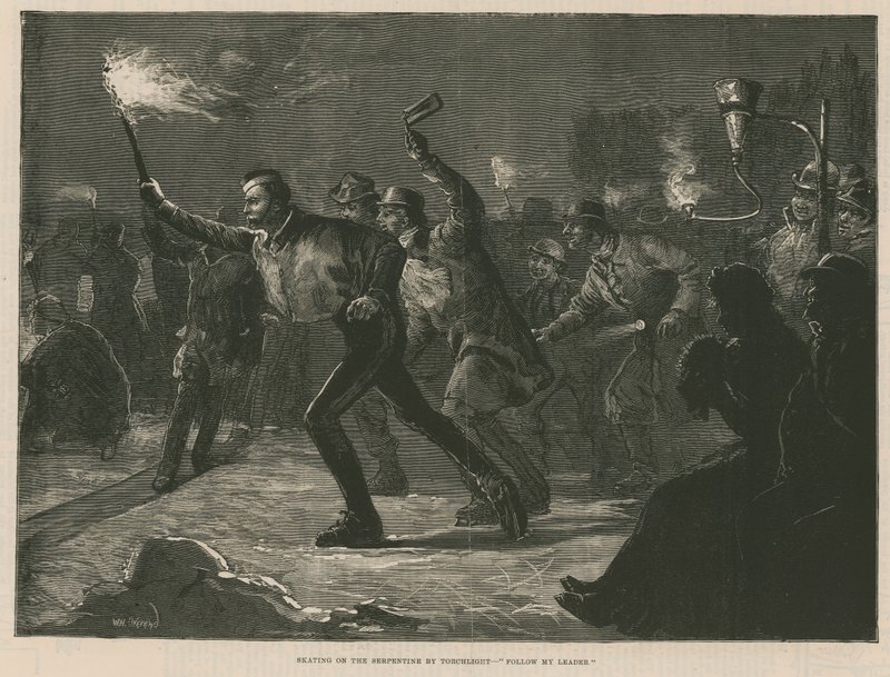 Skating on the Serpentine by torchlight (engraving) بواسطة وليام هيشام أوفرند