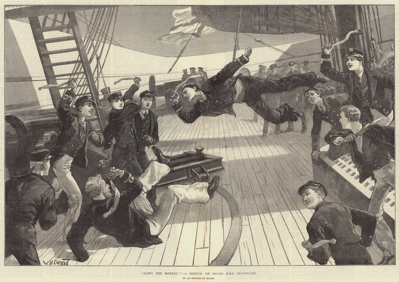 حبال القرد! رسم تخطيطي على متن HMS Inconstant بواسطة وليام هيشام أوفرند