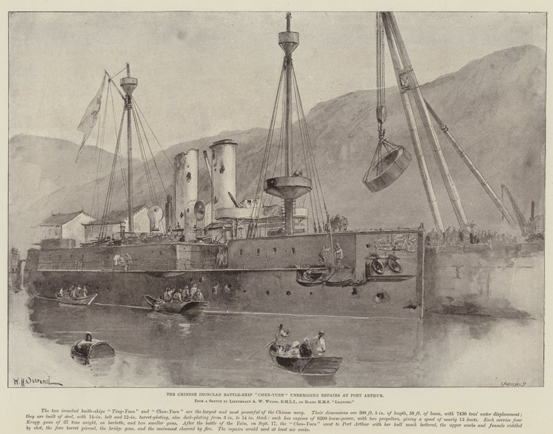 سفينة Ironclad الصينية Chen-Yuen تمر بإصلاحات في Port Arthur بواسطة وليام هيشام أوفرند