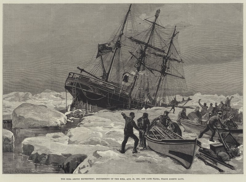 رحلة Eira Arctic ، تأسيس Eira ، 21 أغسطس 1881 ، قبالة كيب فلورا ، فرانز جوزيف لاند بواسطة وليام هيشام أوفرند