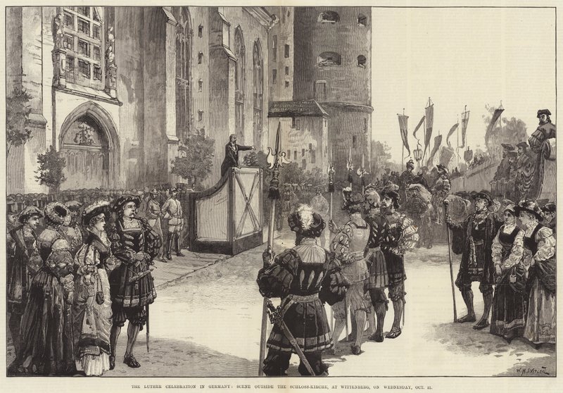الاحتفال اللوثري في ألمانيا ، مشهد خارج Schloss-Kirche ، في Wittenberg ، يوم الأربعاء ، 31 أكتوبر بواسطة وليام هيشام أوفرند