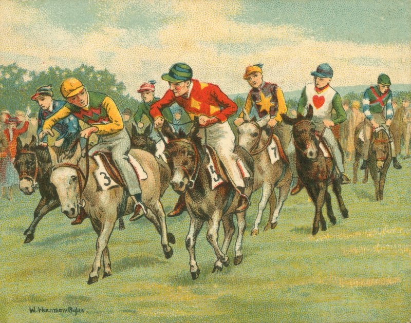 سباقات تاريخية وحديثة ، Donkey Derby (Chromolitho) بواسطة وليام هونسوم بايلز