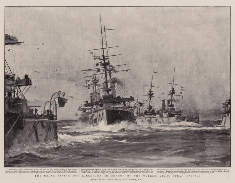 The Naval Review off Kingstown على شرف زيارة الملكة ، تكتيكات البخار بواسطة وليام ليونيل ويلي