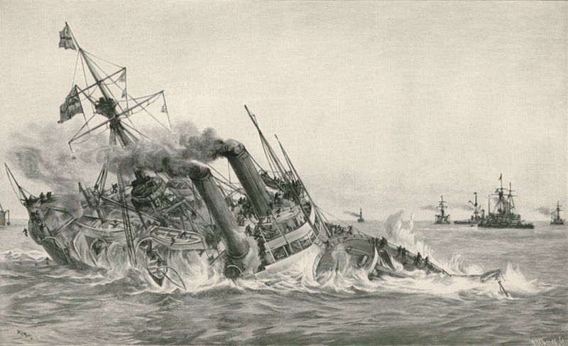غرق HMS فيكتوريا بعد الاصطدام مع HMS Camperdown بواسطة وليام ليونيل ويلي