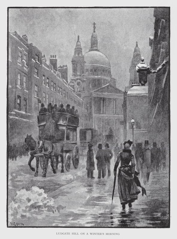 Ludgate Hill في صباح الشتاء (litho) بواسطة وليام لوكير