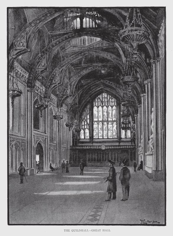 The Guildhall, Great Hall (litho) بواسطة وليام لوكير