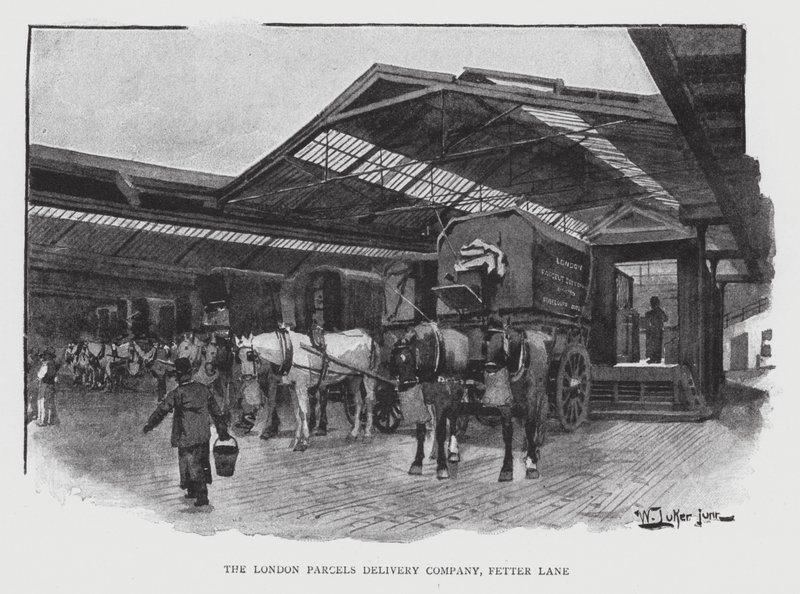 The London Parcels Delivery Company, Fetter Lane (litho) بواسطة وليام لوكير