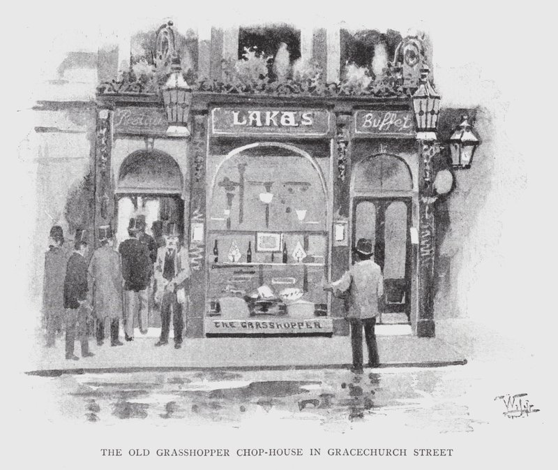 The Old Grasshopper Chop-House in Gracechurch Street (litho) بواسطة وليام لوكير