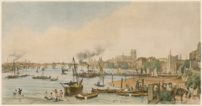 وستمنستر وهونجرفورد من جسر واترلو ، ج 1840 بواسطة وليام باروت
