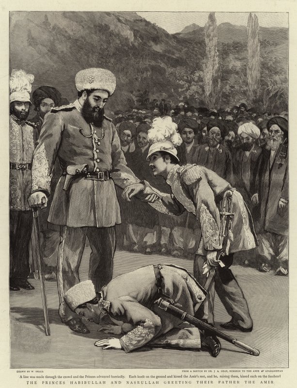 الأميران حبيب الله ونصر الله يحييان والدهما الأمير بواسطة وليام سمول