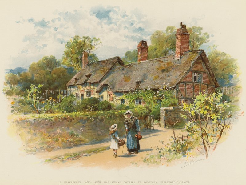 في Shakspere&39;s Land ، Anne Hathaway&39;s Cottage at Shottery ، ستراتفورد أون آفون (chromolitho) بواسطة وليام ستيفن كولمان