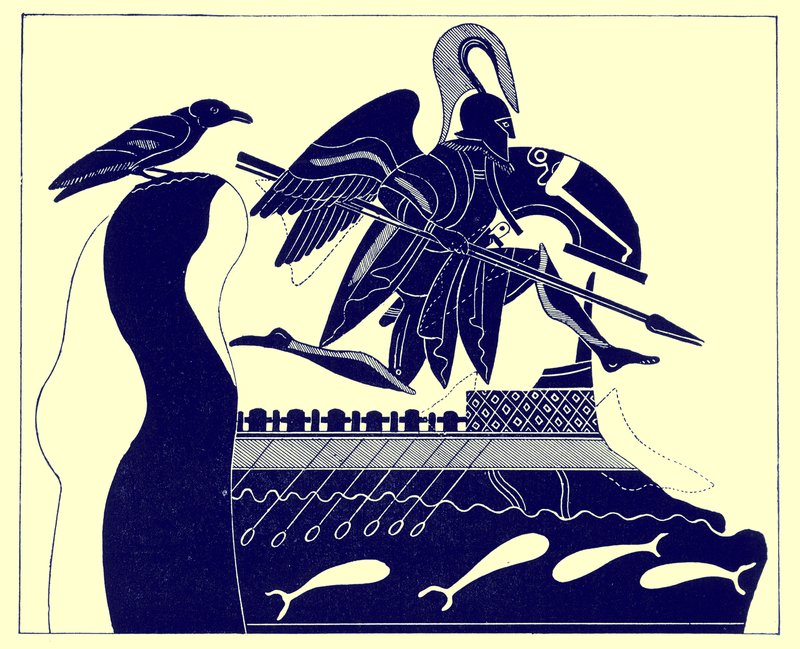 شبح Patroklos ، رسم توضيحي من لوحات زهرية يونانية بواسطة JE Harrison و DS MacColl ، تم نشره عام 1894 (صورة رقمية محسنة) بواسطة بعد المدرسة الإنجليزية