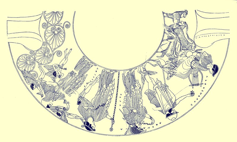 حكم باريس ، رسم توضيحي من لوحات زهرية يونانية بقلم جي إي هاريسون و DS MacColl ، تم نشره عام 1894 (صورة رقمية محسنة) بواسطة بعد المدرسة الإنجليزية