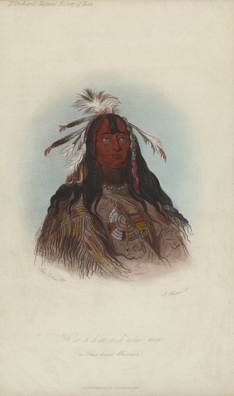 H؟ co-ah؟ co-ah؟ cotes-min، A Flat Head Warrior (aquatint) بواسطة بعد جورج كاتلين