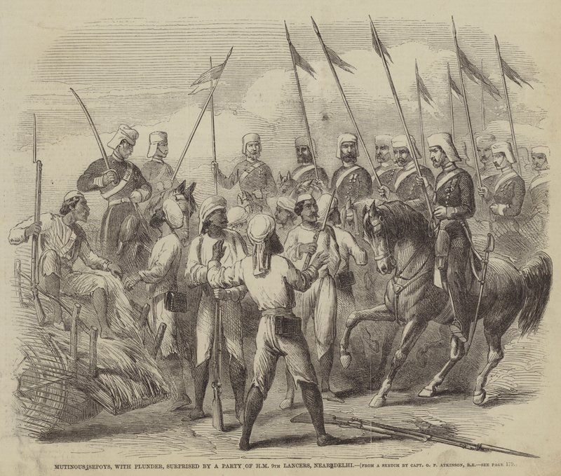 فوجئ المتمردون ، مع Plunder ، فوجئوا بحزب HM 9th Lancers ، بالقرب من دلهي بواسطة بعد جورج فرانكلين أتكينسون