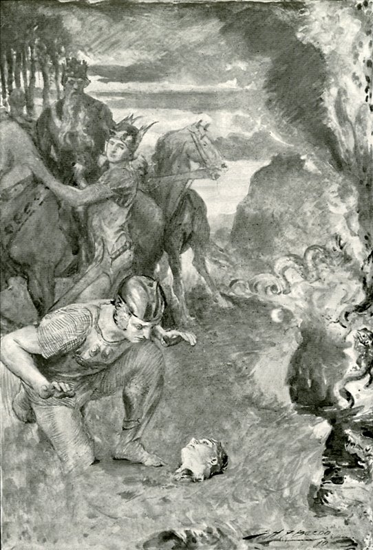 يجد Beowulf رأس Aschere بواسطة بعد جون هنري فريدريك بيكون