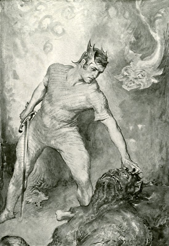 Beowulf يقطع رأس Grendel بواسطة بعد جون هنري فريدريك بيكون