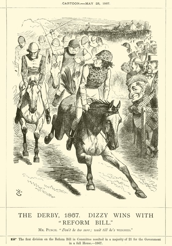 الديربي ، 1867 ، بالدوار يفوز بمشروع قانون الإصلاح بواسطة بعد جون تينيل