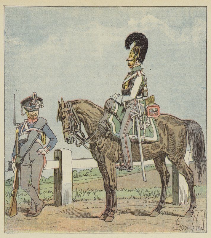 مشاة الخط البروسي (42nd reg) و cuirassier البروسي (1806) بواسطة بعد لويس تشارلز بومبل