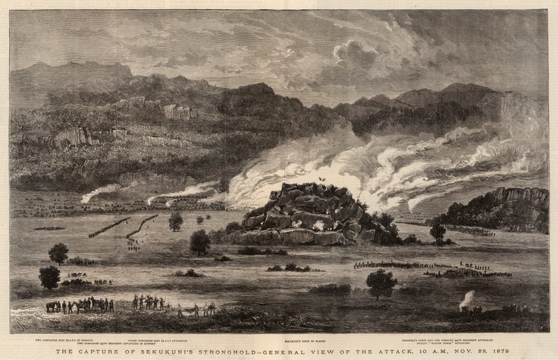 الاستيلاء على معقل سيكوكونيس ، منظر عام للهجوم ، 10 صباحًا ، 28 نوفمبر 1879 بواسطة بعد ويليام هنري جيمس بوت