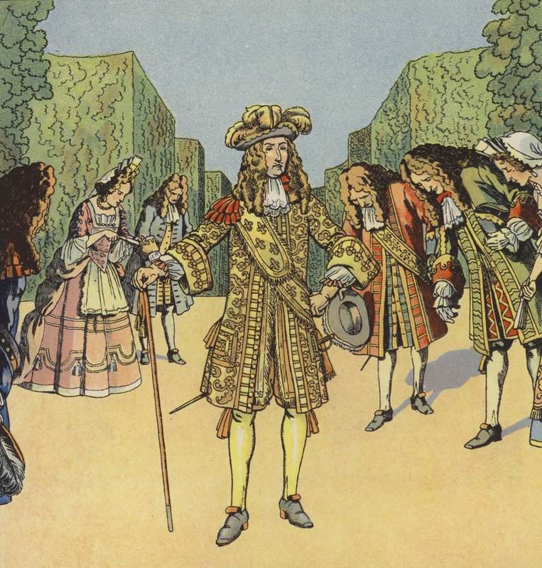 The Sun King, Louis XIV of France (colour litho) بواسطة اسم مستعار لـ Onfray de Breville Jacques Job